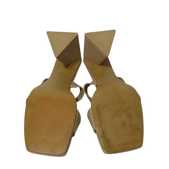 MATISSE Tan Oslo Vegan Triangle Heeled Sandal Sandals Size 9.5 Square Toe Artsy - Picture 8 of 8
